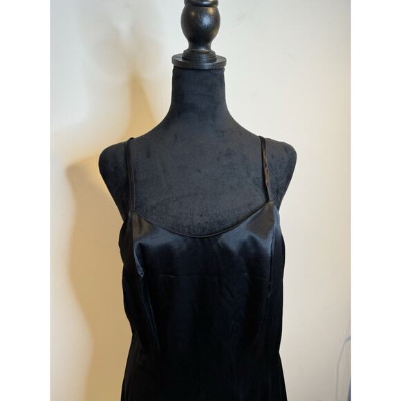 Vintage 90s Maurices Black Satin Party Slip Dress Size 13 - Picture 5 of 7
